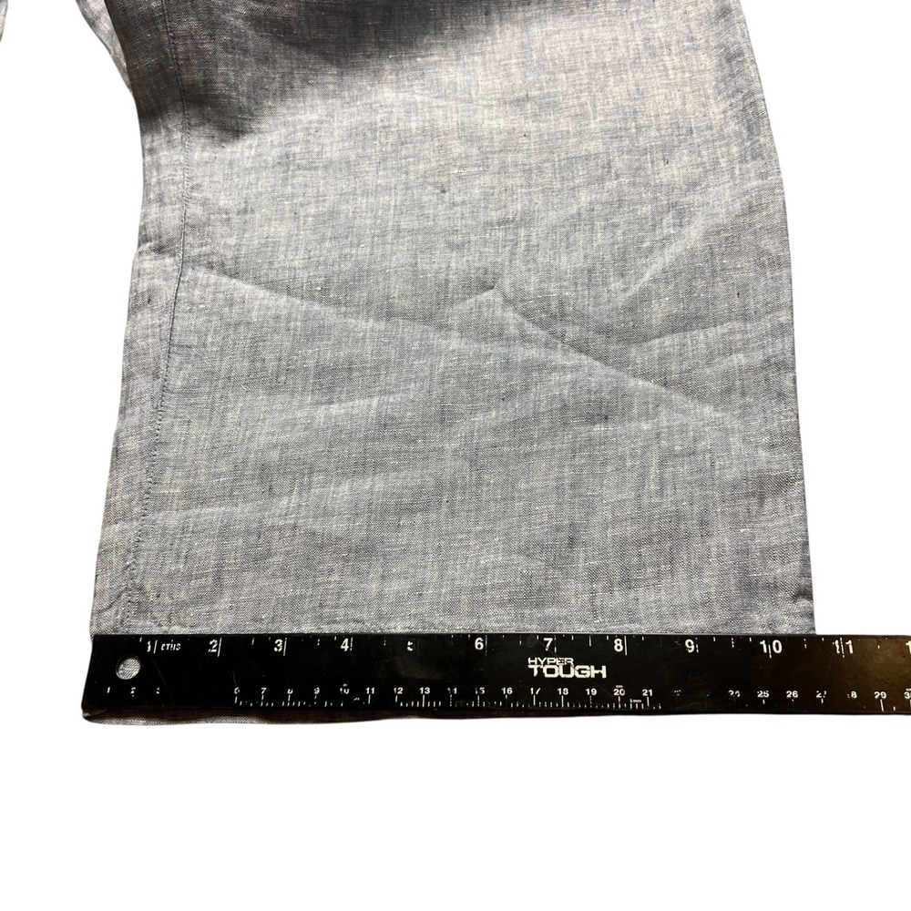Cynthia Rowley Blue 100% Linen Wide Leg Cropped Pants Elastic Waist Womens L - Picture 8 of 8